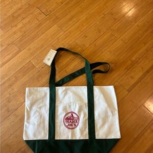 Trader Joe's Green and White Tote Bag